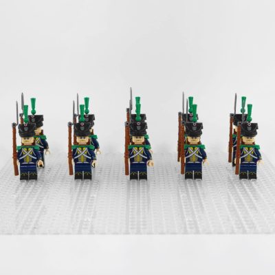 napoleonic-wars-hessian-light-infantry-minifigure-set-of-10pcs-with-rifles-bayonets