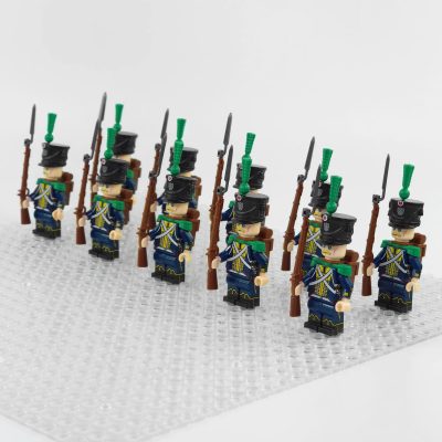 napoleonic-wars-hessian-light-infantry-minifigure-set-of-10pcs-with-rifles-bayonets