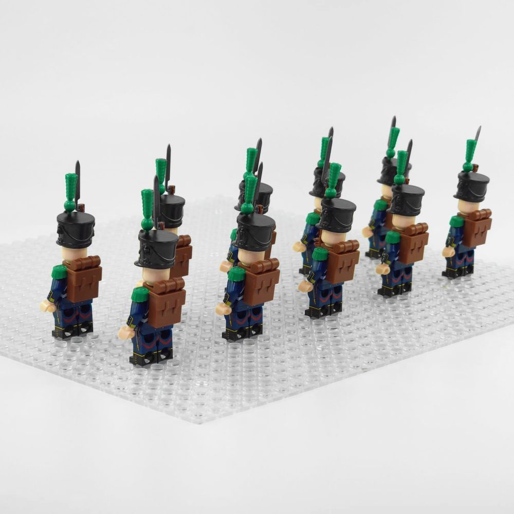 napoleonic-wars-hessian-light-infantry-minifigure-set-of-10pcs-with-rifles-bayonets
