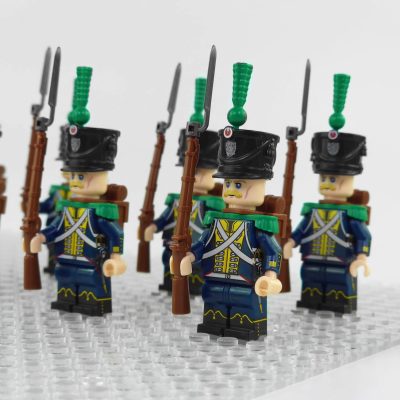 napoleonic-wars-hessian-light-infantry-minifigure-set-of-10pcs-with-rifles-bayonets