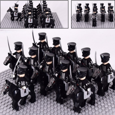 napoleonic-wars-prussian-skeleton-hussars-cavalry-minifigure-set
