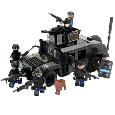 police-swat-team-and-tactical-hummer-moc-building-set-with-6pcs-minifigures-and-assortment-of