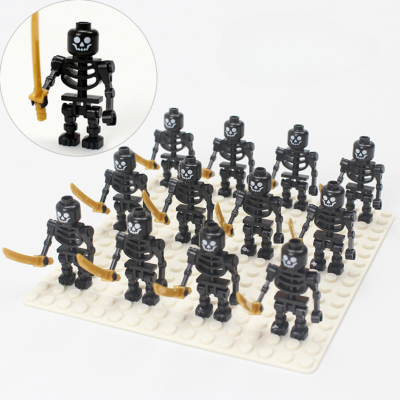 Skeleton Soldiers With Swords Minifigure Set 12pcs (Black)