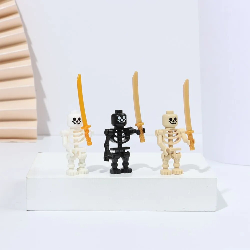 Skeleton Soldiers With Swords Minifigure Set 12pcs (Beige) - Image 4