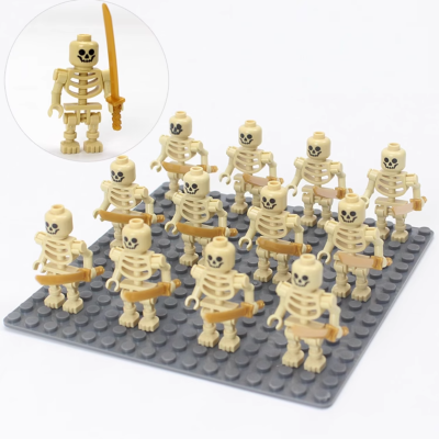 Skeleton Soldiers With Swords Minifigure Set 12pcs (Beige)